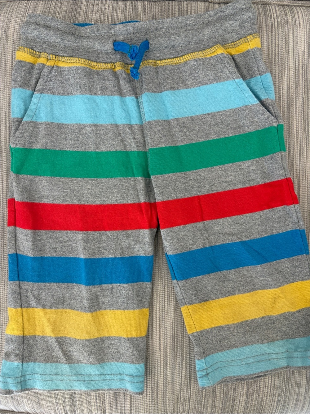 Boden Gray Knit Shorts with Bright Multicolor Stripes
